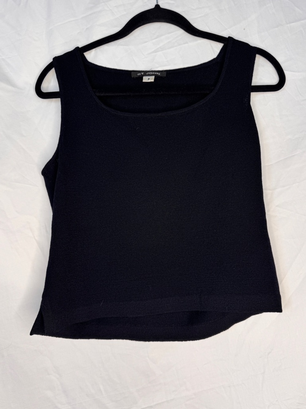 St. John Vintage Black Knit Tank Top - Sleeveless Scoop Neck